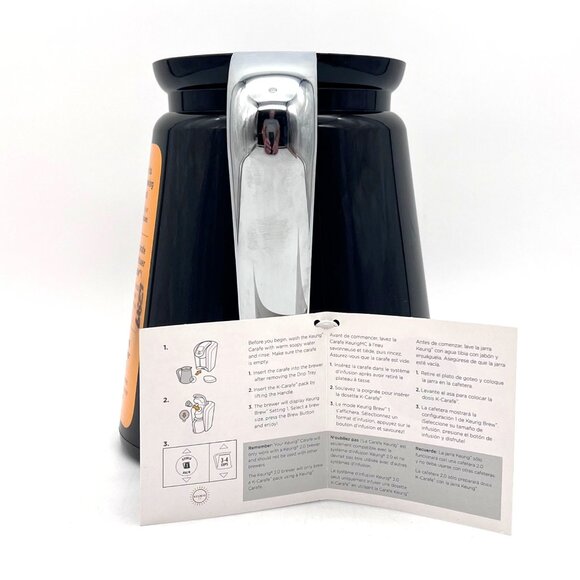 Keurig K-Carafe Black Coffee Pot 2.0 1 Quart Chrome Handle New Unused - Picture 3 of 10